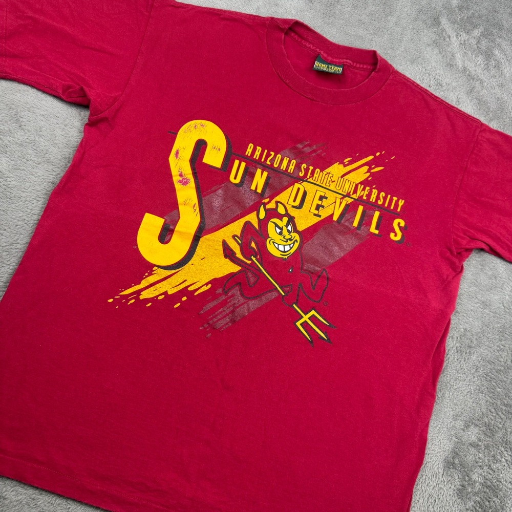 Home Team Advantage ASU Sun Devils T-Shirt Mens L Single Stitch Sparky USA Made